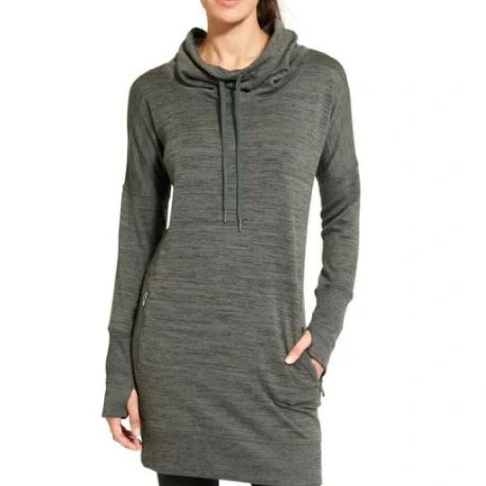 Athleta Sport It Dress Cowl Neck Tunic Heather Green Size XS